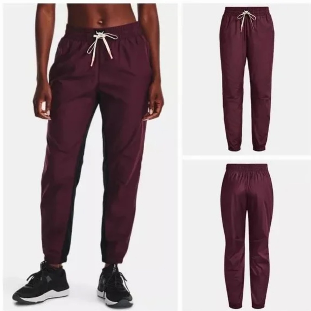 Under Armour Women's Project Rock Woven Pants Dark Moroon Size XL